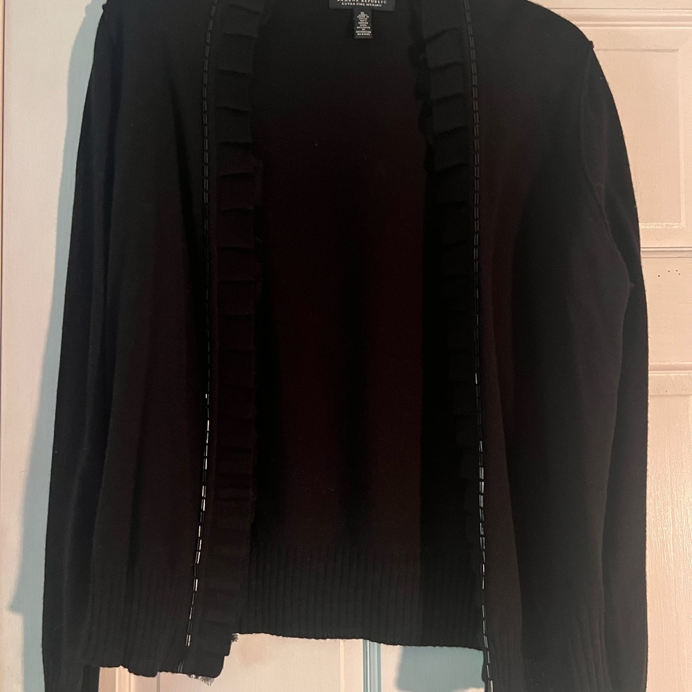 Banana Republic Black Ruffled Cardigan